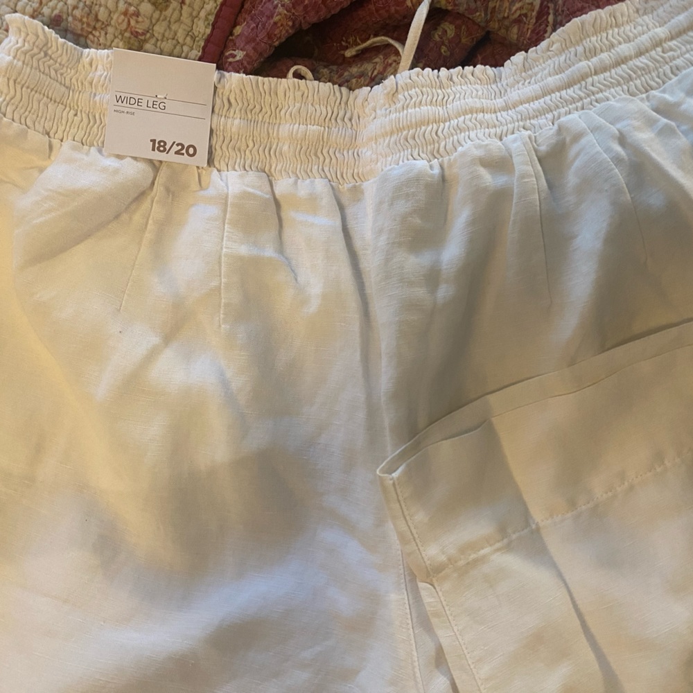 Women’s 18/20 Lane Bryant Linen White wide leg pants